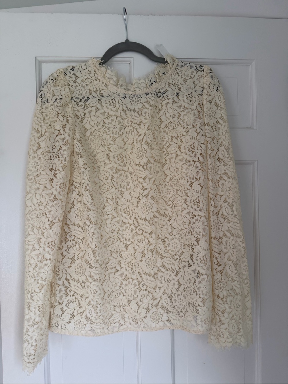 GAP Cream Floral Lace Long-Sleeve Blouse